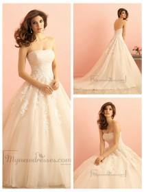 wedding photo -  Strapless Ruched Bodice Lace Appliques Princess Ball Gown Wedding Dress
