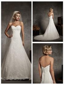 wedding photo -  Strapless Sweetheart Lace A-line Wedding Dress with Chapel Train