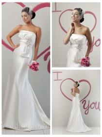 wedding photo -  Perfect Ivory Summer Satin Strapless Wedding Dress with Envelop Pleated Bodice