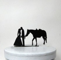 wedding photo - Wedding Cake Topper - Horse eating my bouquet!