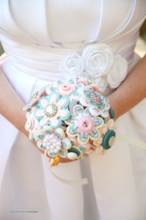 wedding photo - Custom Color Felt and Button Toss Bouquet