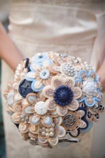 wedding photo - Custom Color Bridal Button Bouquet