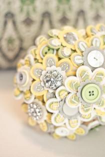 wedding photo - Custom Color Button Bridal Bouquet