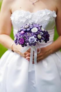 wedding photo - Custom Color Bridal Button and Felt Brooch Bouquet