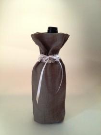 wedding photo - Bottle Bag - Linen Wine Bag - Wine Bag - Rustic Wedding - Wine tote - Wine carrier -  Wedding gift - Reusable Bag - Ready to Ship