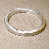 wedding photo - Hogart - Square sterling silver matte  ring Jewelry - brushed silver