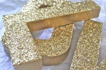 wedding photo - Glittered Letters or Numbers, Wedding or Party Decor Photo Props, Self Standing