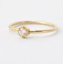 wedding photo - Unique Diamond Rings: 14K 18K Hexagon Engagement Ring under 1000