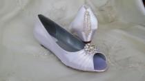 wedding photo - Wedding Shoes Wedge Shoes Bridal Bridal Shoes Wedges with Crystal Brooch Dyeable Shoes Pick Your color