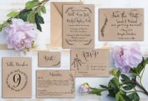 wedding photo - Rustic rosemary kraft wedding invitation. Matching save the date, RSVP, table number etc available