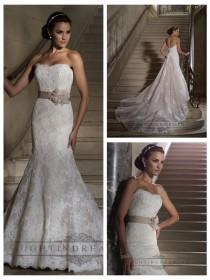 wedding photo - Strapless Mermaid Scalloped Back Lace Appliques Wedding Dresses