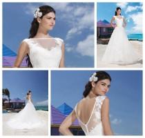 wedding photo -  Satin Trim Illusion Sabrina Neckline And Drop Waist Line Tulle Wedding Gown
