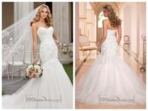 wedding photo -  Fit and Flare Sweetheart Lace Appliques Crystal Beaded Wedding Dresses