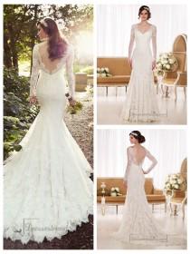 wedding photo -  Illusion Long Sleeves A-line Lace Wedding Dresses with V-back