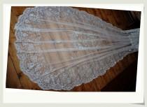 wedding photo - 100% Hand embroidered lace bridal chapel veil, wedding veil