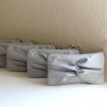 wedding photo - SET OF 6 KNOT Bridesmaids Clutches / Personalization Available/ Silver Gray Purple Gold Olive Green Black And More