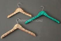 wedding photo - Gold- Teal- Pink - Silver- Sequin Hanger- Wedding Hanger- Gold/ Teal Hanger- Adult Size- Child Size