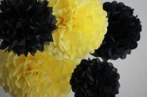 wedding photo - Tissue Paper Pom Poms - Set of 10 Poms- Bumble Bee Party - Honey Bee - Winnie the Pooh party