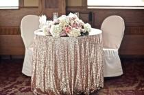 wedding photo - Champagne Sequin Tablecloth, Sequin TableCloth Wholesale Sequin Table Cloths Sparkly Champagne Table Sequin Linens