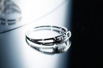 wedding photo - Geometric jewelry Alternative engagement ring - Couples promise ring in 14K white gold & diamond - Dainty wedding band - SAN PAULO