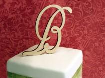 wedding photo - Wood Monogram Cake Topper