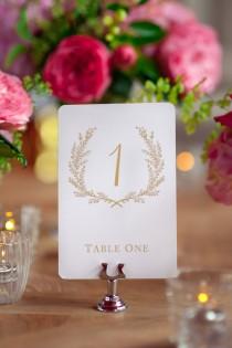 wedding photo - Sweet Vintage Wedding Table Number Signs 1-20 - Matte Gold