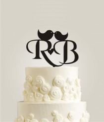 wedding photo - Initial Wedding Cake Toppers - Personalized Monogram Cake Topper - Initial Cake Topper - Love Bird - Cake Topper