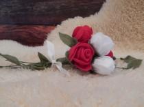 wedding photo - Rustic Wedding Bouquet - Felt Flowers, Roses, Valentines Day