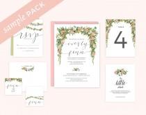 wedding photo - Floral wedding invitation - Sample pack