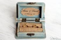 wedding photo - wedding ring box, ring bearer box, jewelry box, wooden jewelry box, ring box, mr and mrs ring box,personalized box, bright Aqua Blue Box