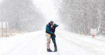 wedding photo - Couple's Blizzard Engagement Pics Will Warm You From The Inside Out