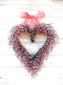 wedding photo - Valentine Wreath-Heart Wreath-Pink Wreath-Wedding Decor-Baby Nursery Decor-Shabby Chic-PINK Heart-Weddings-Baby Shower Wreath-Gift for Mom