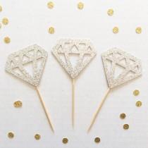 wedding photo - Diamond Ring donuts / Diamond Cupcake Toppers - Set of 12 (Perfect for a bridal shower or wedding)