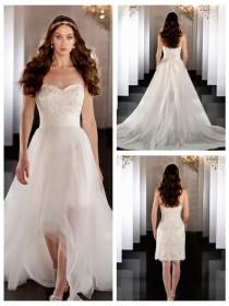 wedding photo -  Sweetheart Beading Coctail Length Bridal Gown with Detachable Tulle Skirt