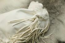 wedding photo - Drawstring leather and lace wedding pouch