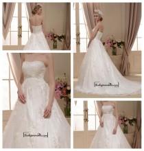 wedding photo -  Alluring Tulle&Satin A-line Strapless Neckline Natural Waistline Wedding Dress
