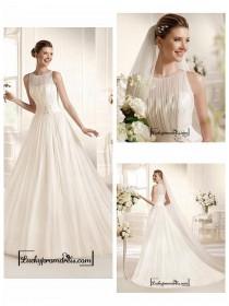 wedding photo -  Alluring Tulle & Satin Jewel Neckline Natural Waistline A-line Wedding Dress
