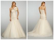 wedding photo -  Tulle Ball Gown Lace Elongated Wedding Dress with Floral Shoulder