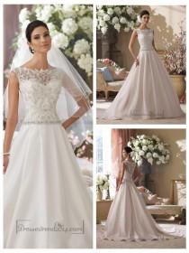 wedding photo -  Illusion and Scalloped Lace Bateau Neckline A-line Wedding Dresses