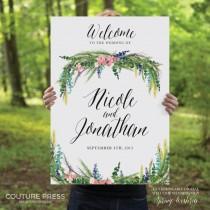wedding photo - Printable Wedding Welcome Sign, Watercolor Spring Wisteria, Rustic Whimsical DIY Printable Sign, Wedding Signage
