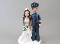 wedding photo - Custom  Handmade Police Officer And Nurse Wedding Cake Topper