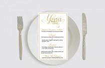wedding photo -  Golden Calligraphy Printable Wedding Menu Program Editable PDF Template