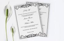 wedding photo -  Black Flourish & Heart Printable Wedding Invitation Editable PDF Templates