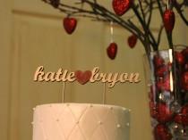 wedding photo - Wood Name Cake Topper