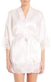 wedding photo - In Bloom The Bride Satin & Lace Wrapper Robe