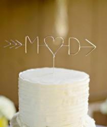 wedding photo - CUPID'S ARROW: Custom Initials Wedding Cake Topper