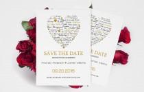 wedding photo -  I Love You other Languages Heart Save the Date Editable PDF Templates