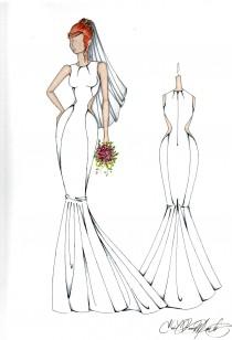 wedding photo - Custom Wedding Dress Illustration