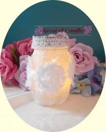 wedding photo -  Frosted Crystal Rosette Candle wedding, reception, home decor'