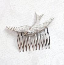 wedding photo - Silver Bird Comb Flying Swallow Hair Accessory Feather Wings Woodland Wedding Bird Hair Clip Bridesmaids Gift Fairytale Decorations For Hair